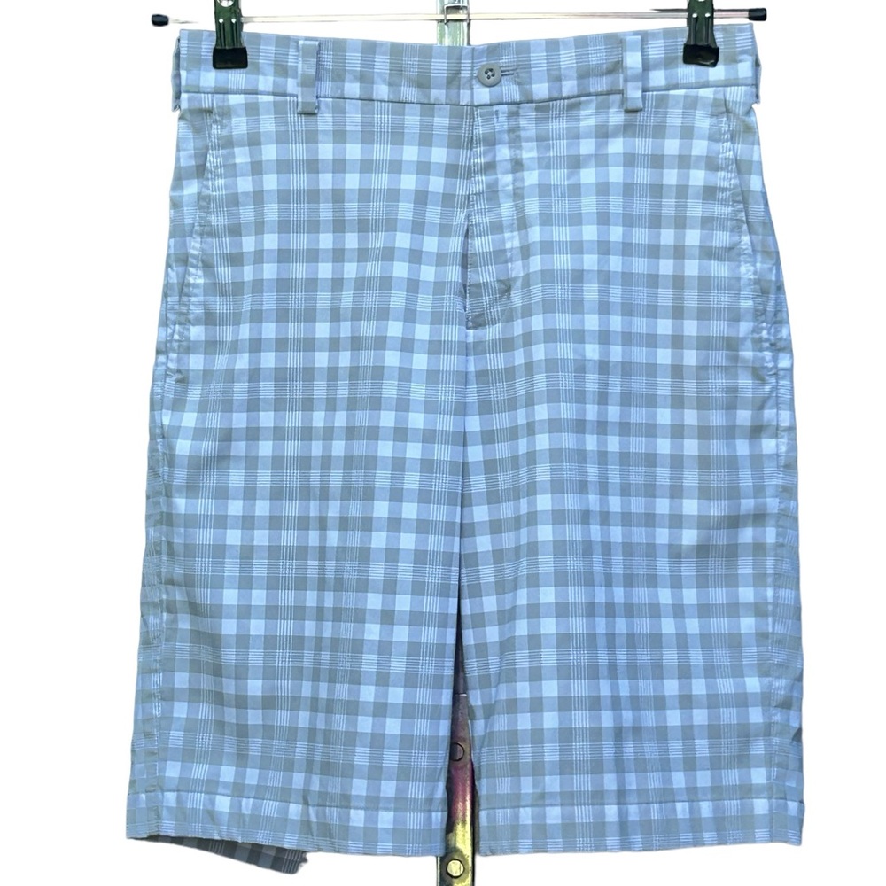 Nike Golf Checkered Print Zip Up Shorts With Pockets Size 28